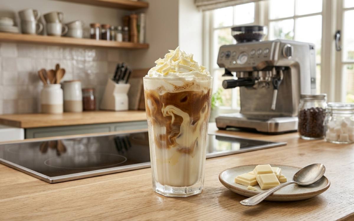 Iced White Chocolate Latte (Quick and Easy recipe at Home)