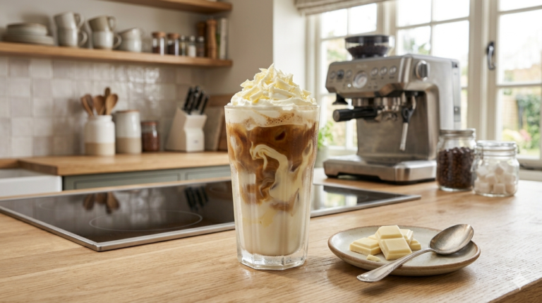 Iced White Chocolate Latte (Quick and Easy recipe at Home)