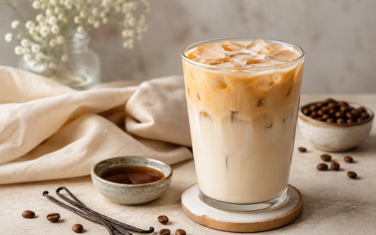 How to make iced vanilla latte recipe like a PRO