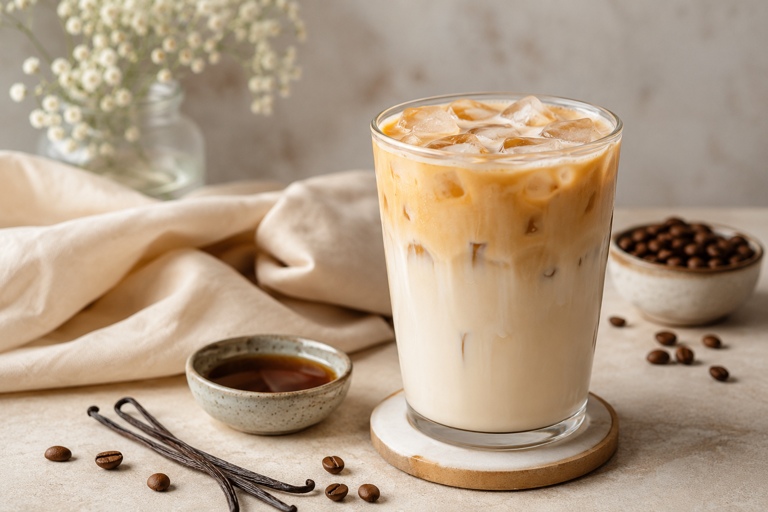 How to make iced vanilla latte recipe like a PRO