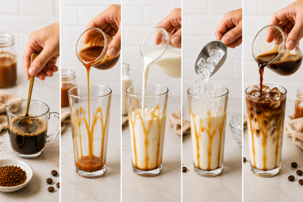 iced coffee caramel latte