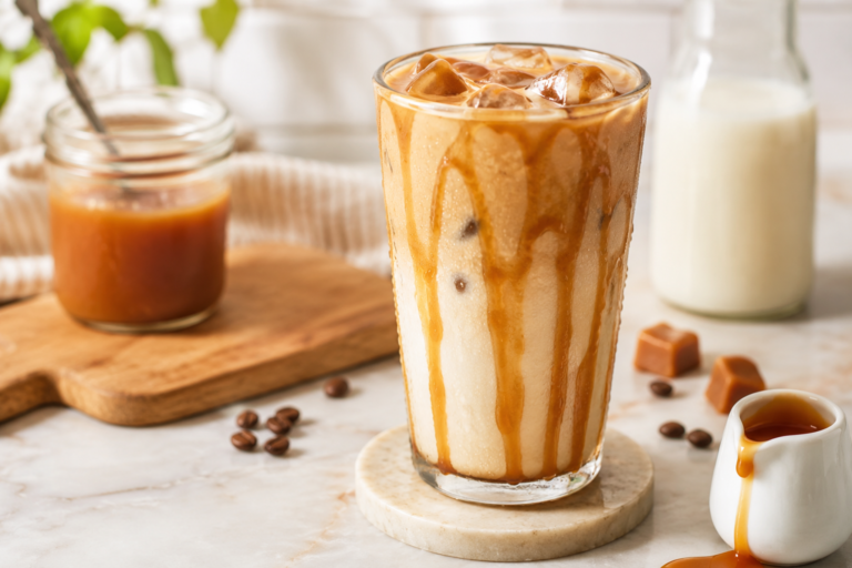 Instant Iced coffee Caramel Latte Recipe