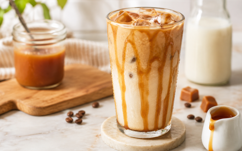 iced coffee caramel latte