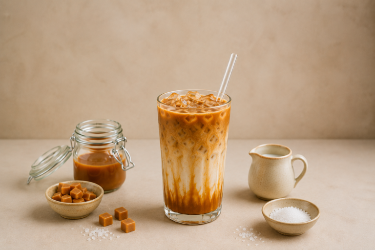 Salted Caramel Iced Latte with Instant Coffee
