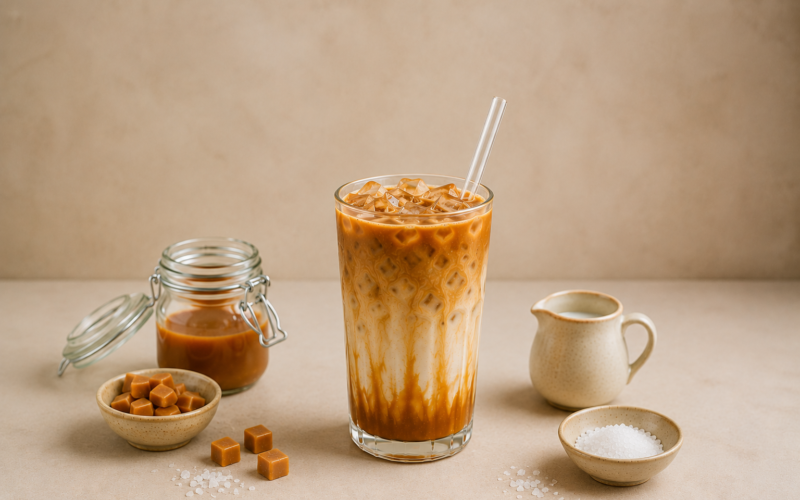 Salted Caramel Iced Latte with Instant Coffee