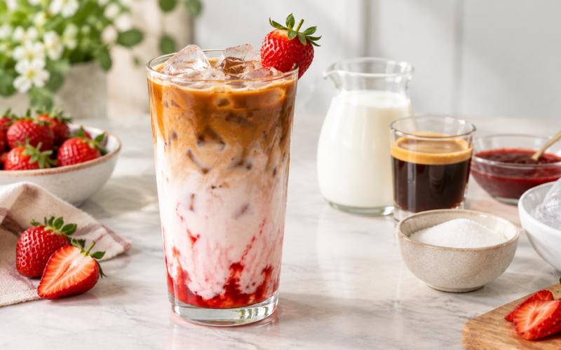Iced Strawberry Latte